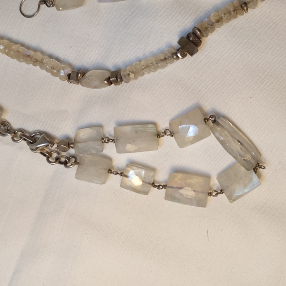 Rainbow moonstone bracelet earrings necklace set sterling silver signed … - Picture 8 of 12